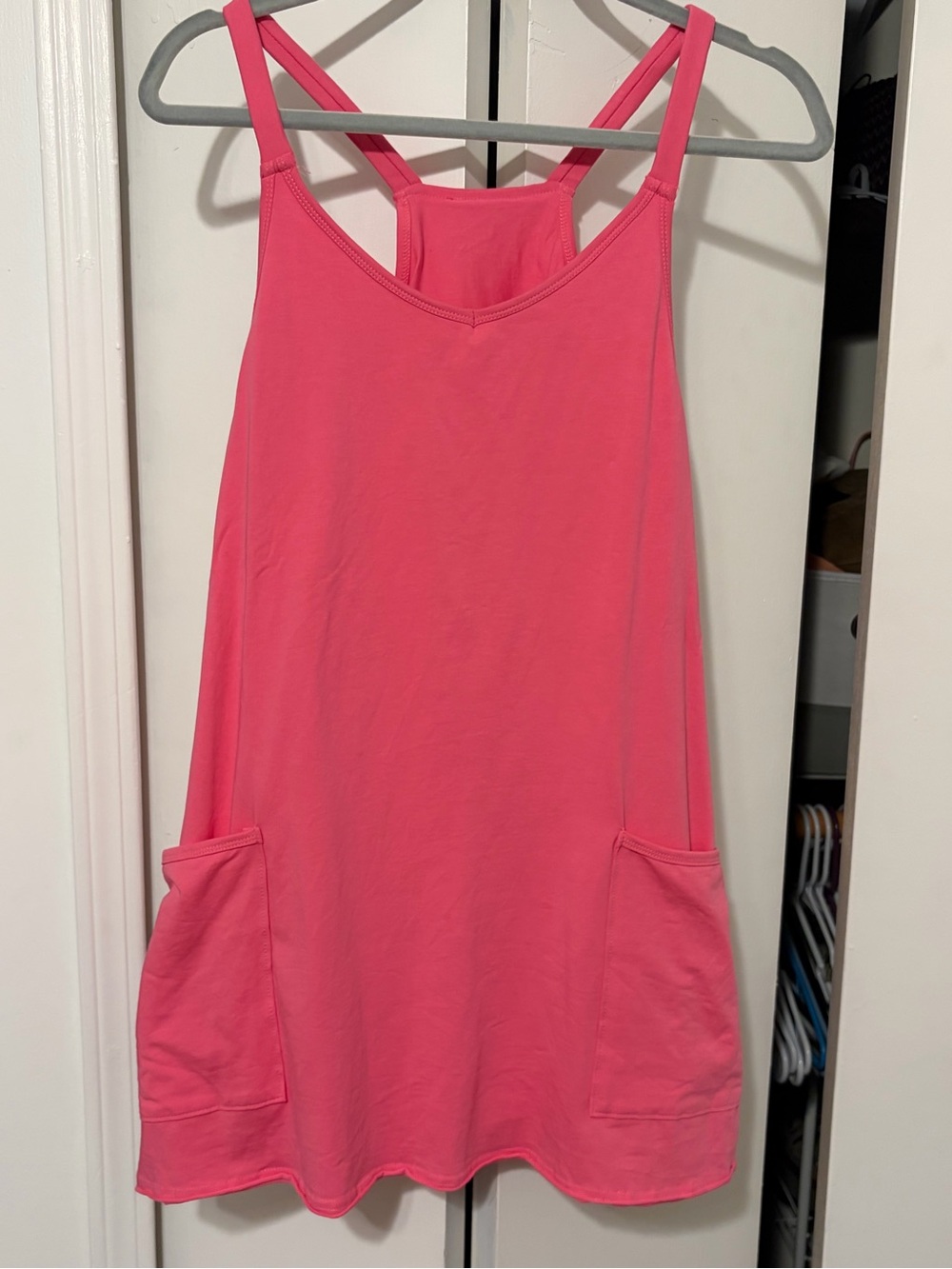 Women’s FP inspired Hot Pink Pocket Tank Dress - Casual w/ Built-In Shorts